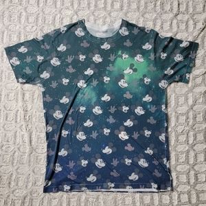 Mickey Mouse Tie Dye Green Outer Space T-Shirt Size L